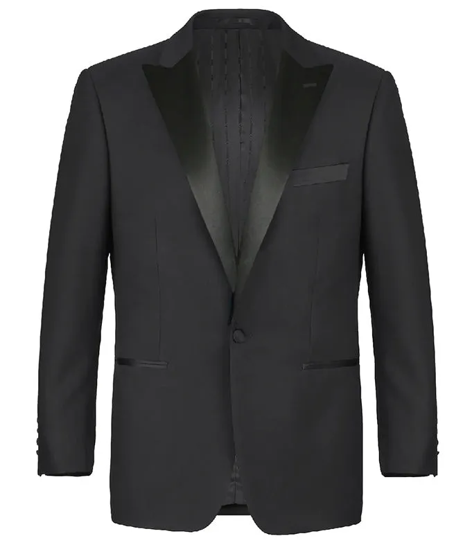 (54R) Classic Regular Fit 2 Piece Black Dress Tuxedo Peak Lapel