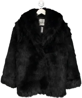 Abercrombie & Fitch Black Shawl Collar Faux Fur Coat UK L
