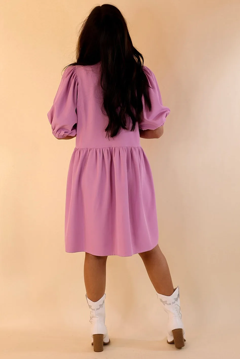Adventures Ahead Button Up Babydoll Dress in Dusty Pink