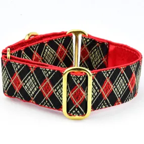 Argyle Black - Silk Brocade 2" Extra Wide Martingale Dog Collar