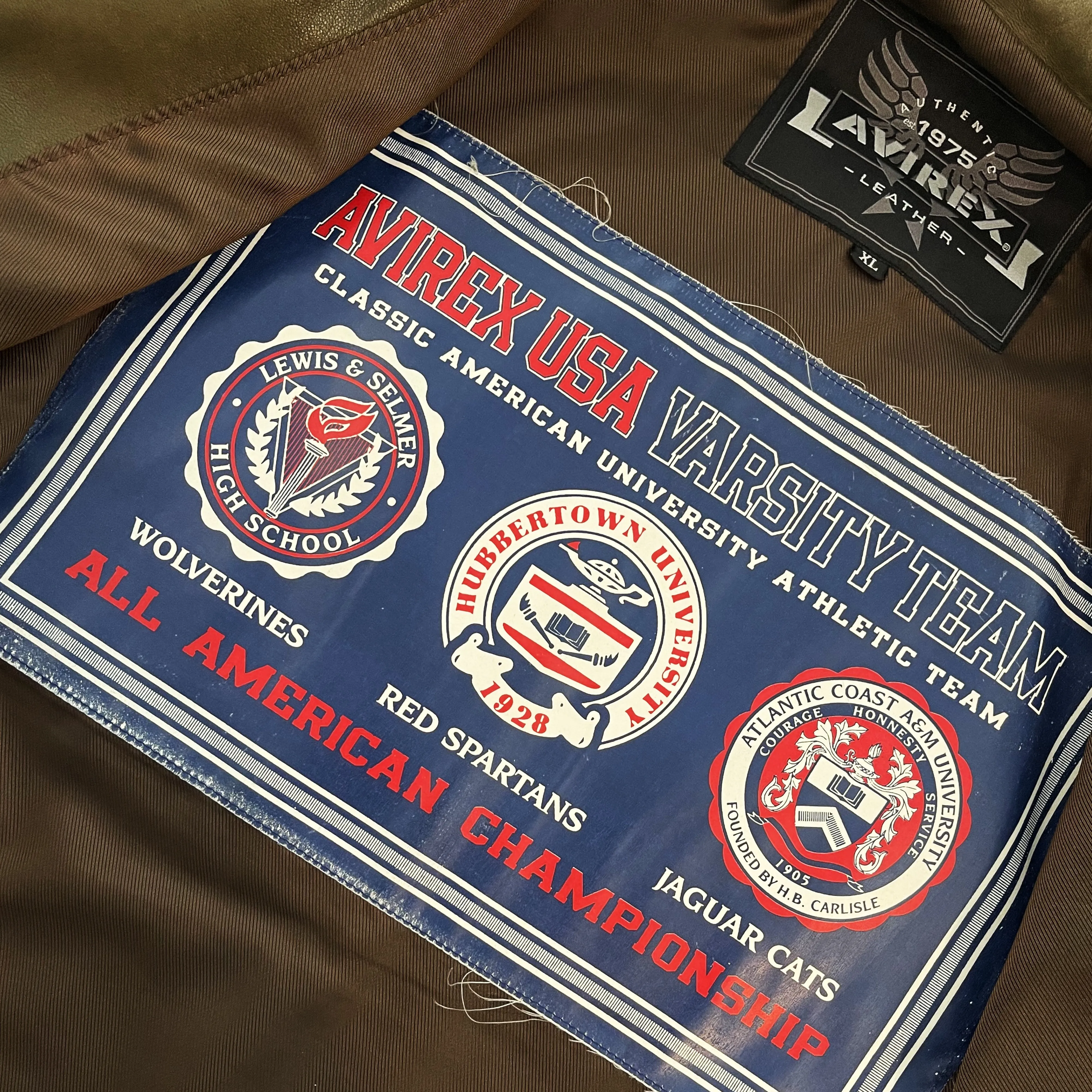 Avirex 'Meditation Journey' Leather Varsity Jacket - XL