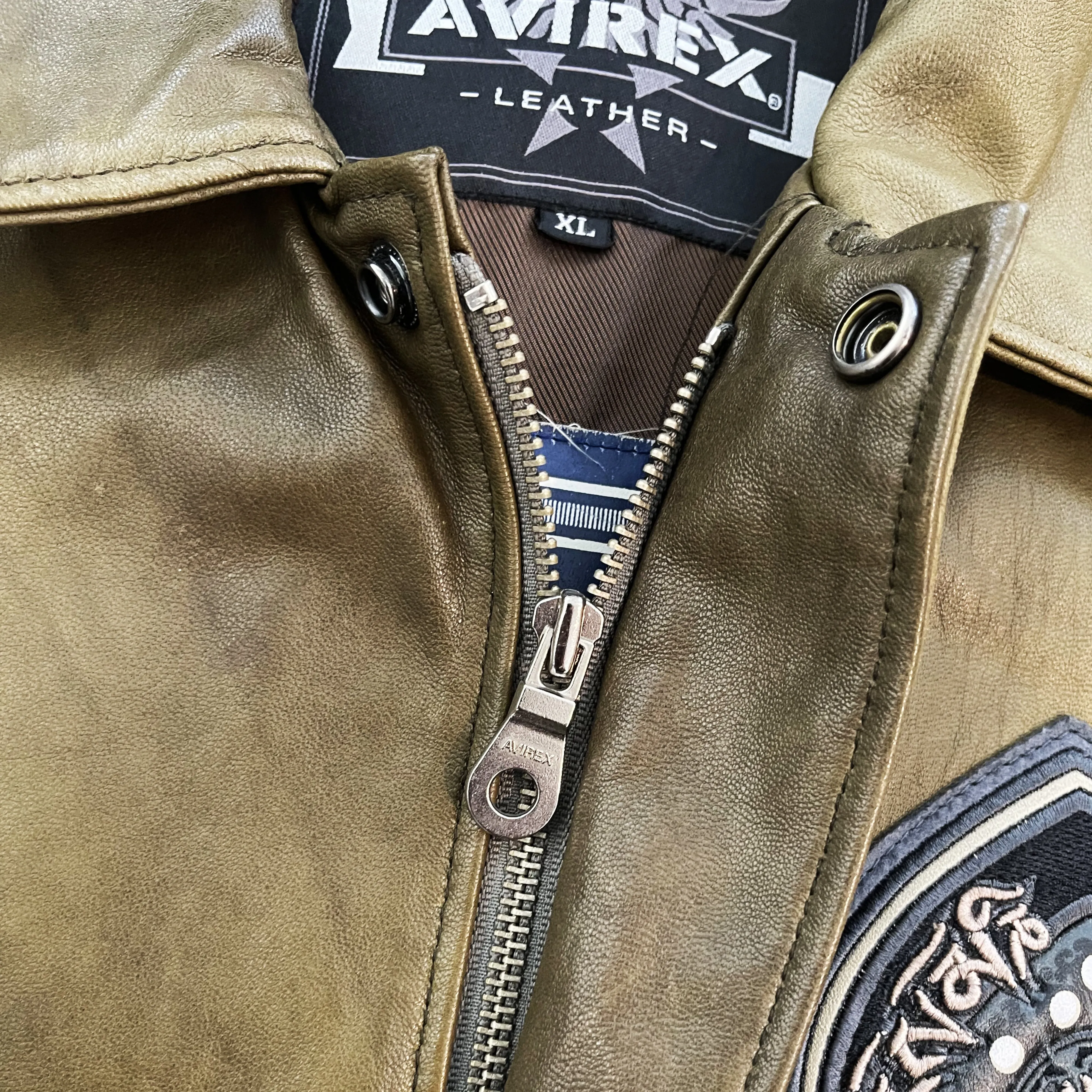 Avirex 'Meditation Journey' Leather Varsity Jacket - XL