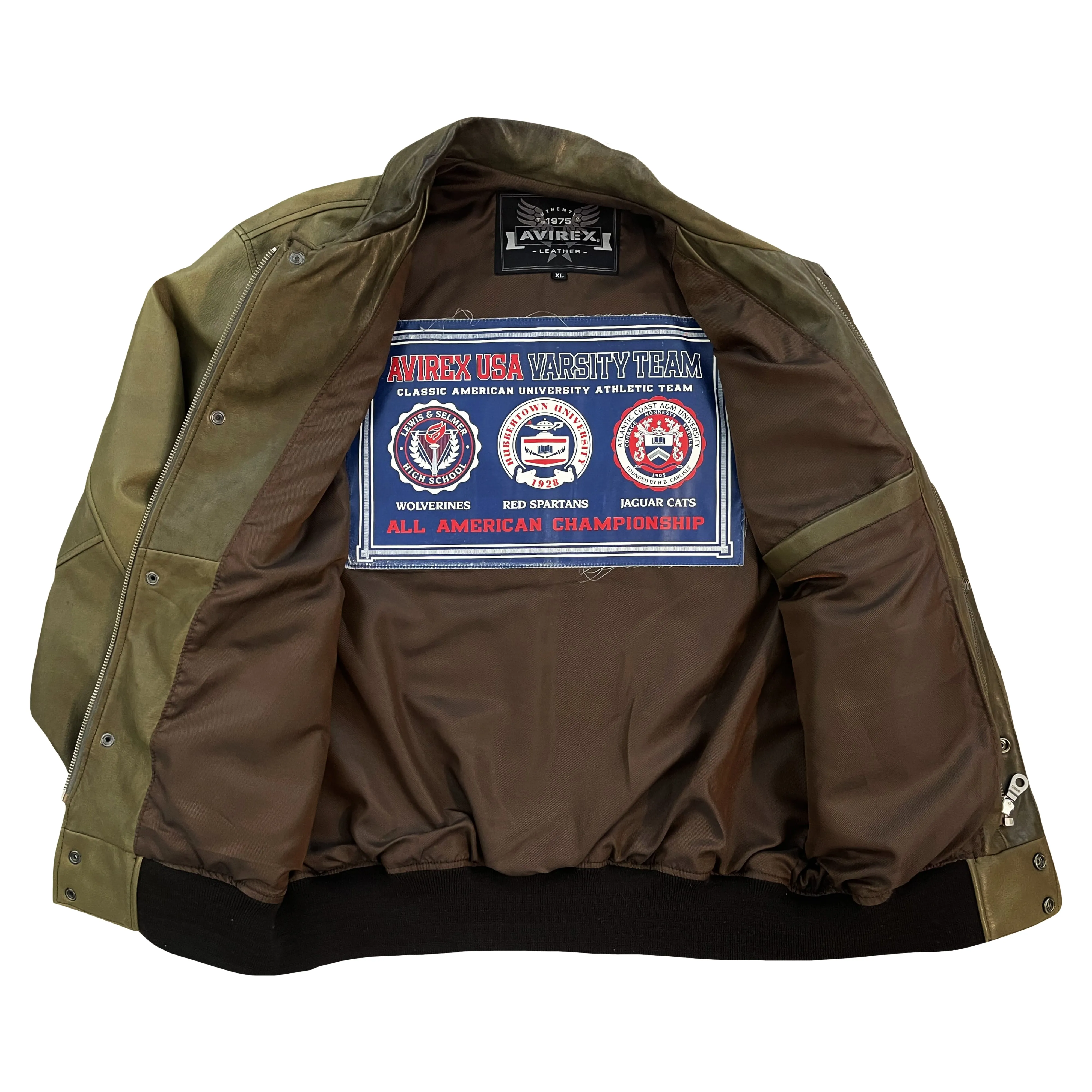 Avirex 'Meditation Journey' Leather Varsity Jacket - XL