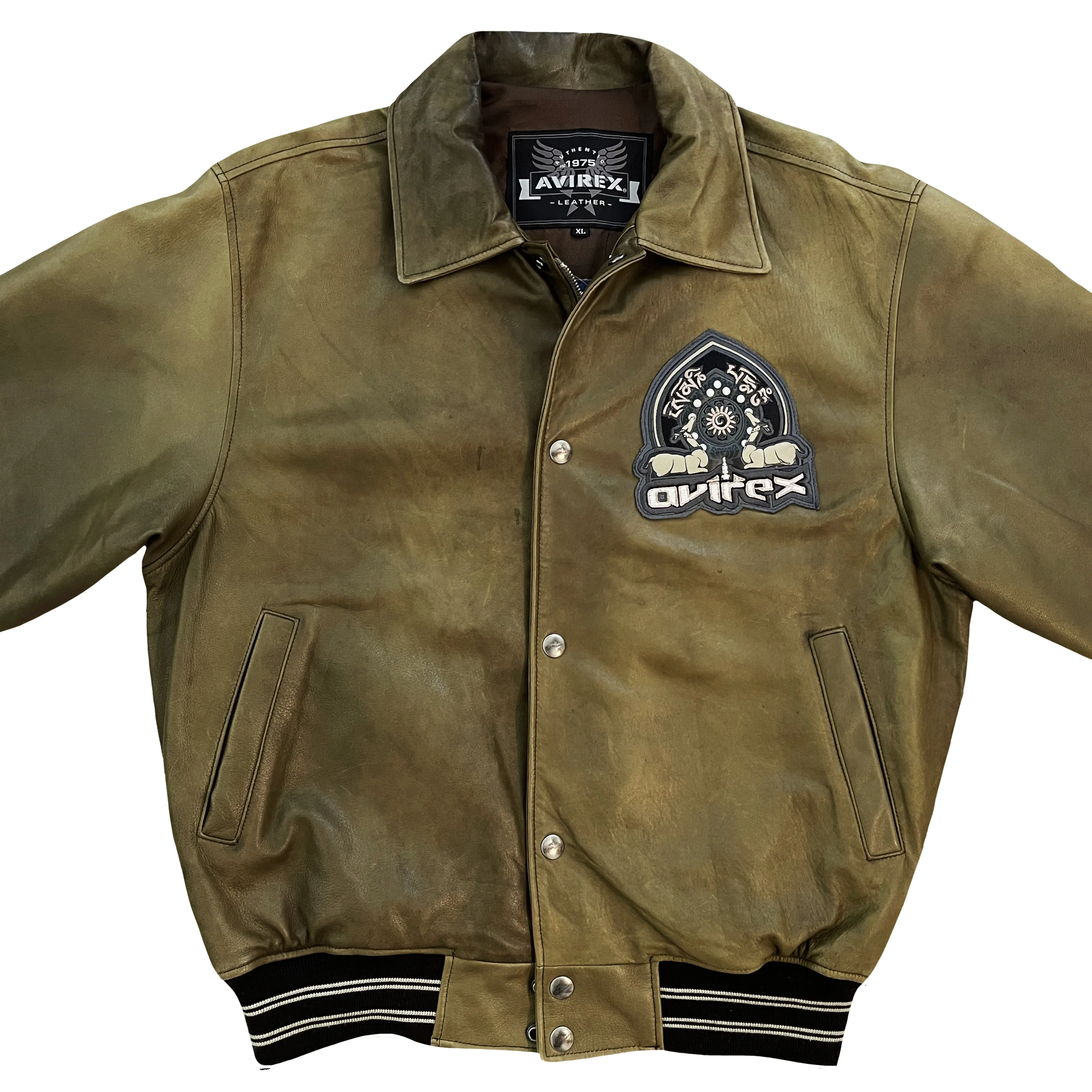 Avirex 'Meditation Journey' Leather Varsity Jacket - XL