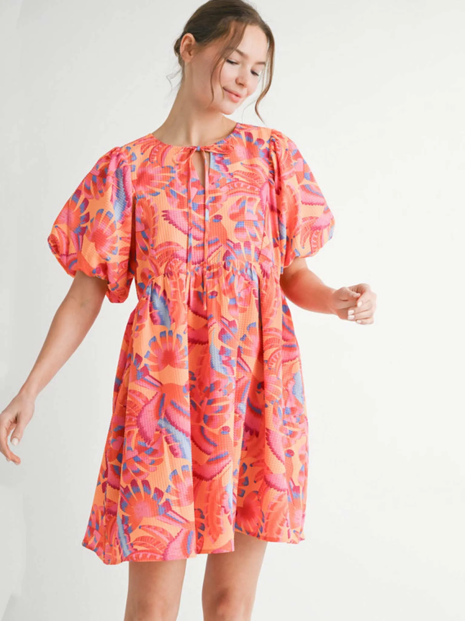 Baby Doll Multicolor Print Dress