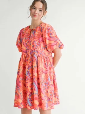 Baby Doll Multicolor Print Dress