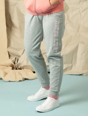 Banya Loopback Fleece Cuffed Joggers in Light Grey Marl - Tokyo Laundry