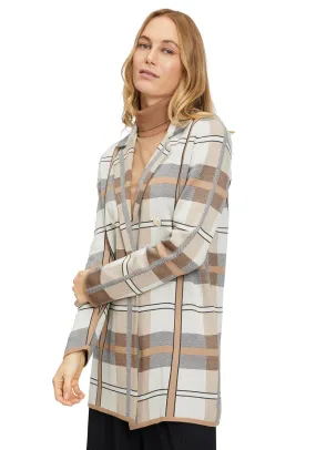 Betty Barclay Check Open Knit Long Jacket, Neutral