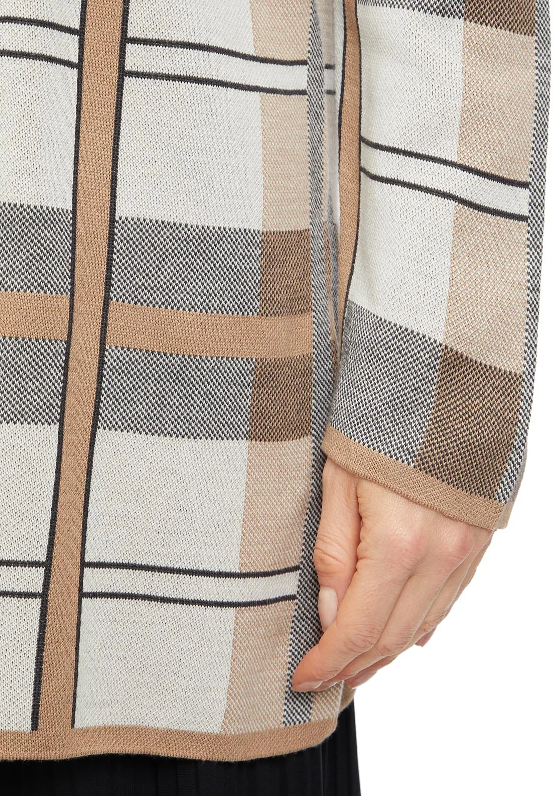 Betty Barclay Check Open Knit Long Jacket, Neutral
