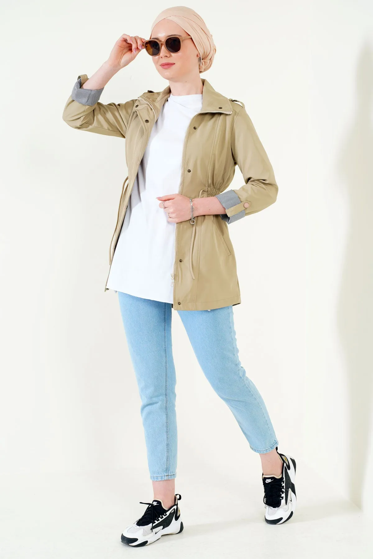 BGD Women Elastic Waist Trenchcoat - Beige - Heusden