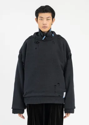 Black Padded Knit Pullover