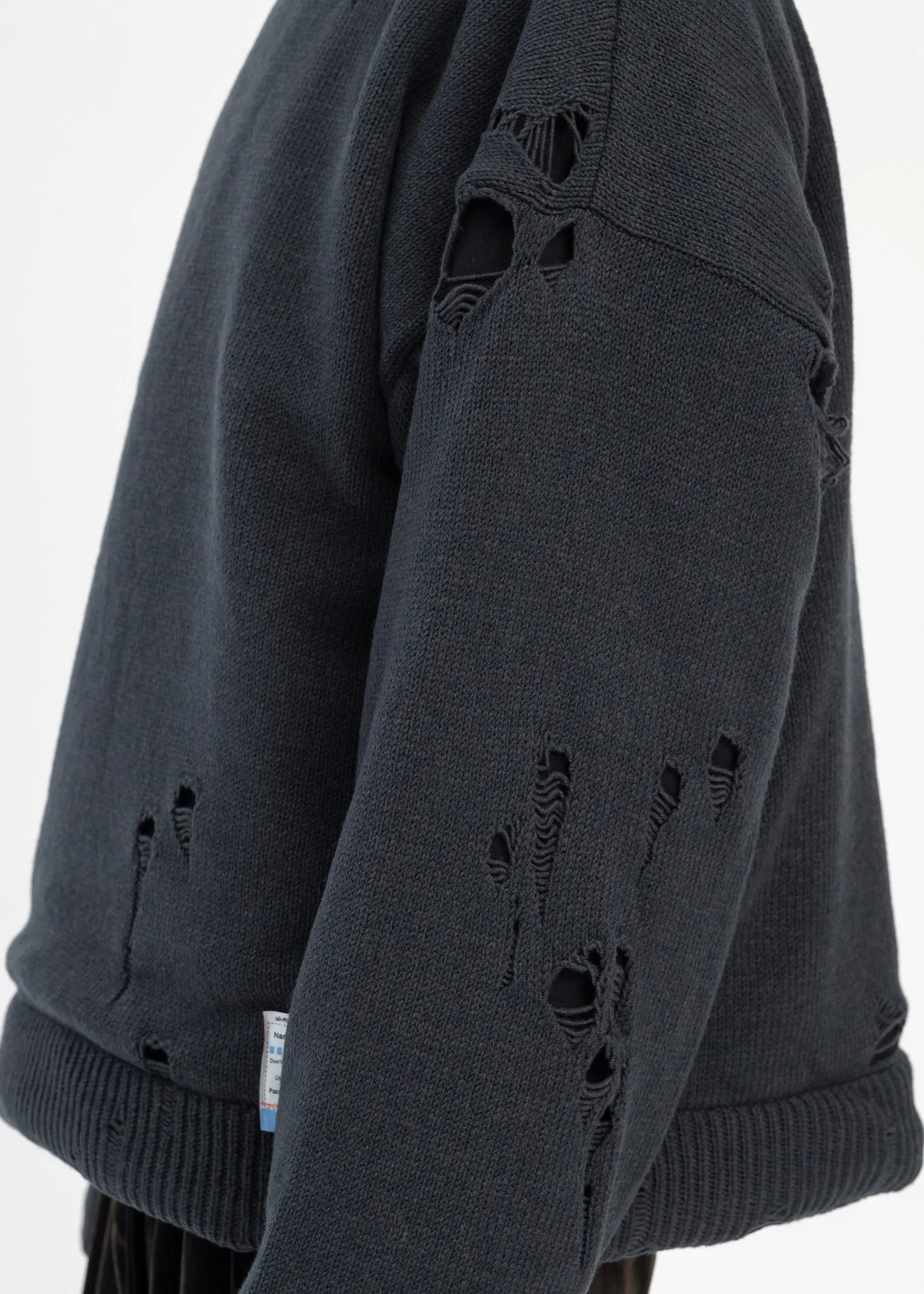 Black Padded Knit Pullover