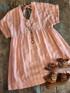 Blush Open Weave Stripe Babydoll Dress