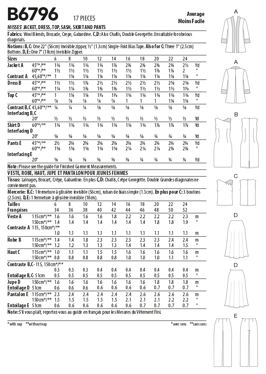 Butterick Pattern B6796 Misses Sportswear