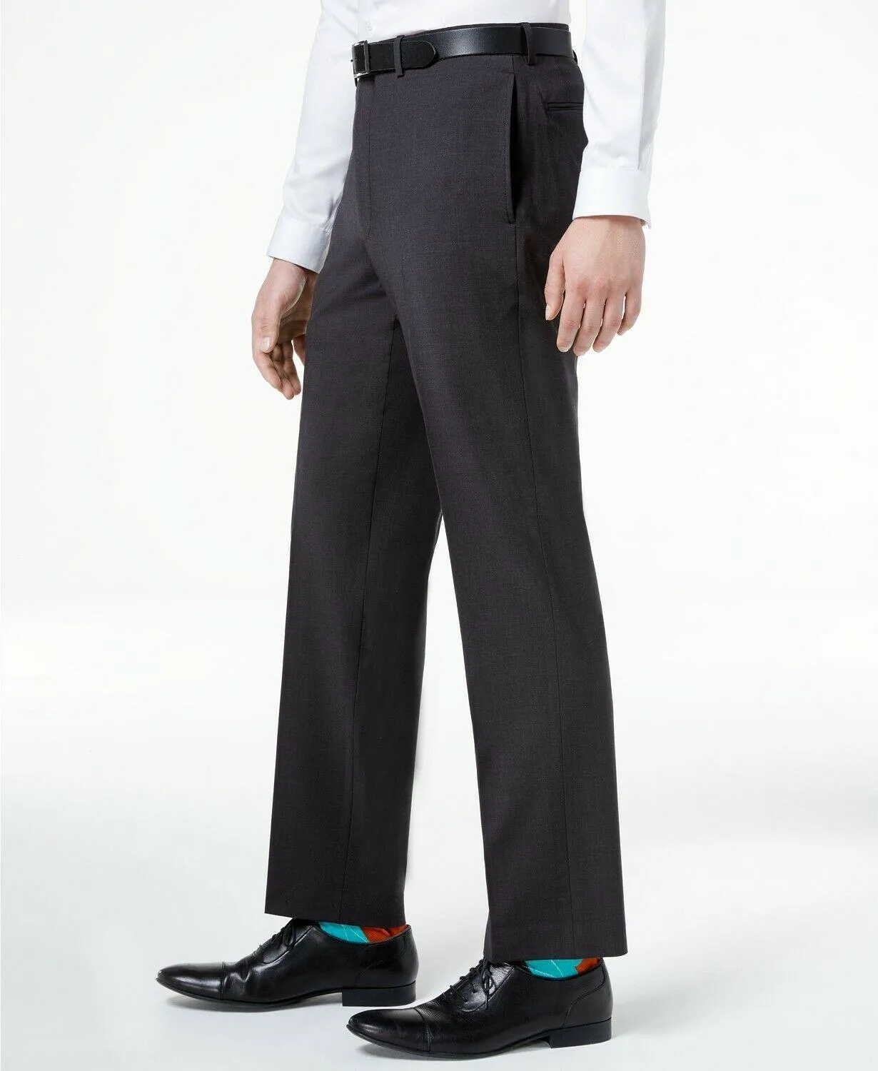 Calvin Klein Mens Slim fit Dress Pants Pants 34 / 34 Charcoal Grey Solid Stretch