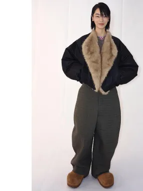 Contrast Faux Fur Collar Jacket