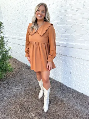 Copper Puff Sleeve Dress