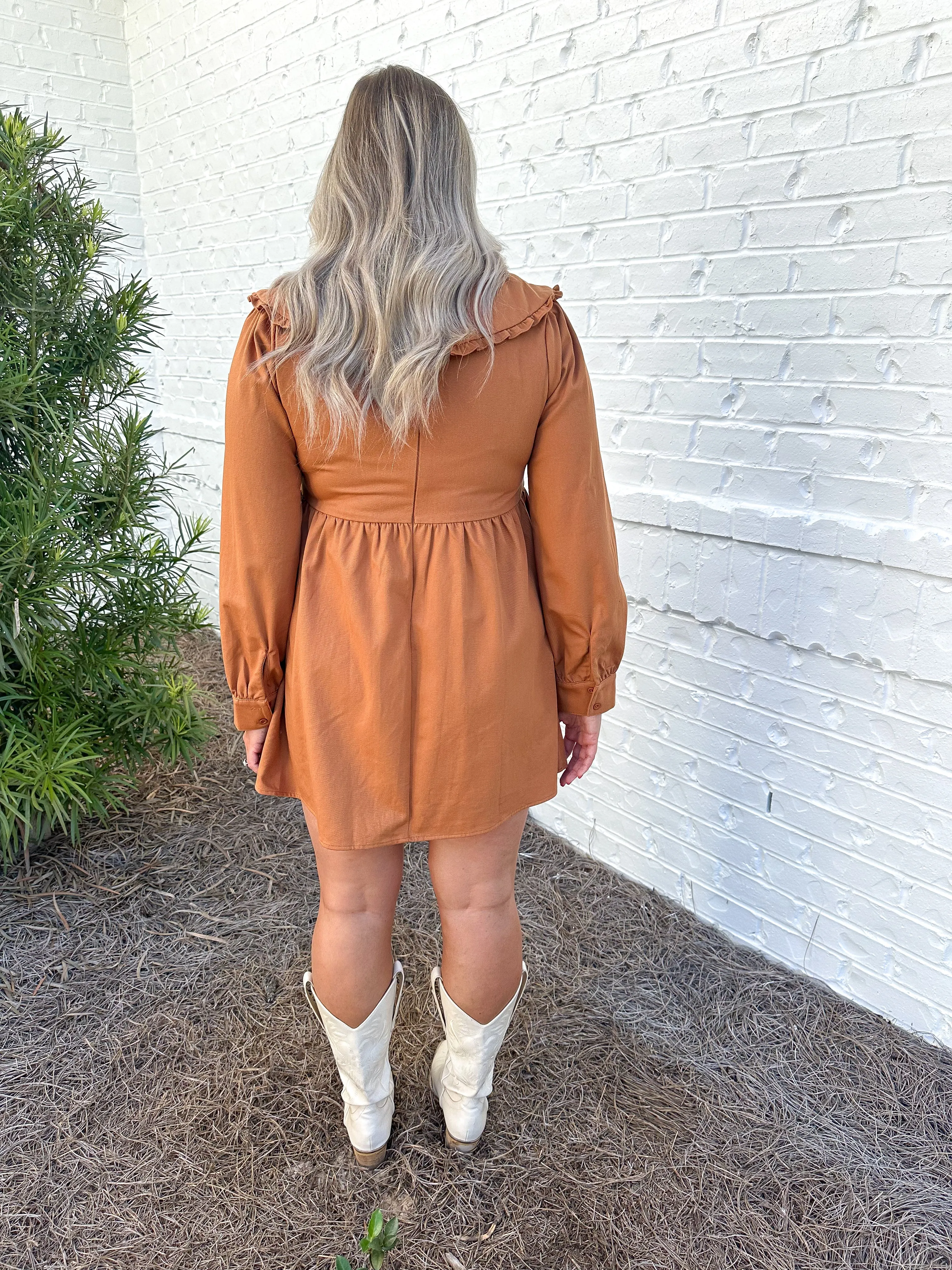 Copper Puff Sleeve Dress