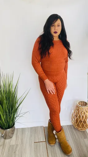 Cozy Queen knit sweater set (rust)