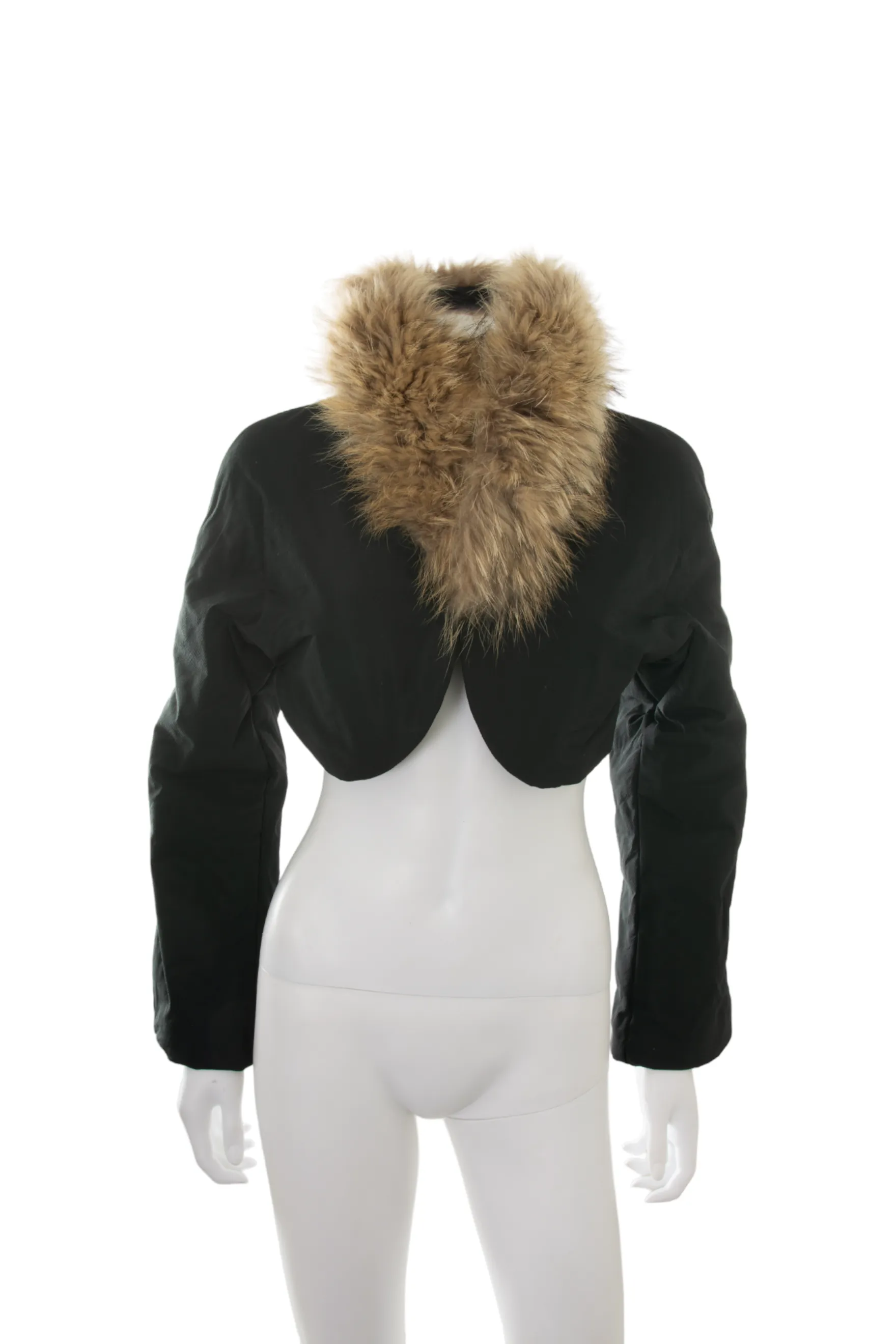 Cropped Coat with Fur Collar
