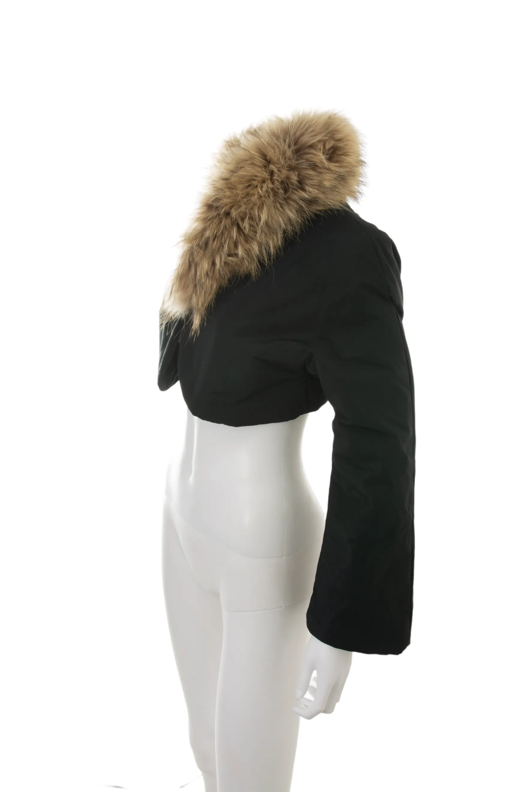Cropped Coat with Fur Collar