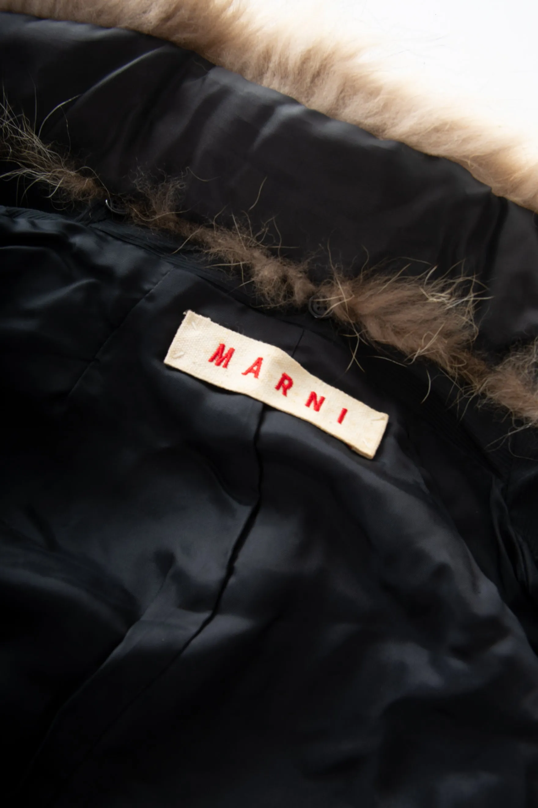 Cropped Coat with Fur Collar