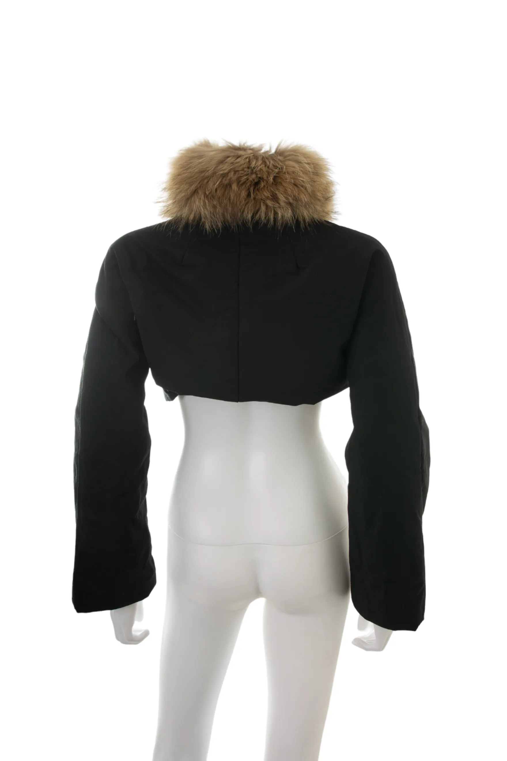 Cropped Coat with Fur Collar