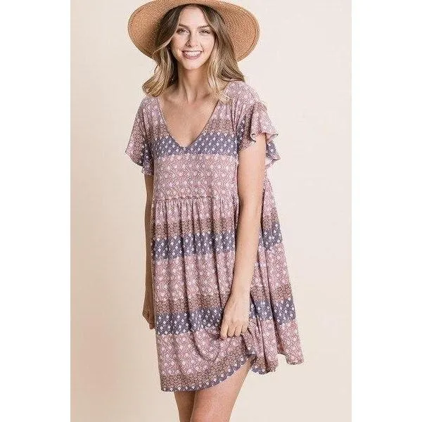 Cute And Flirty Floral Printed Babydoll Mini Dress