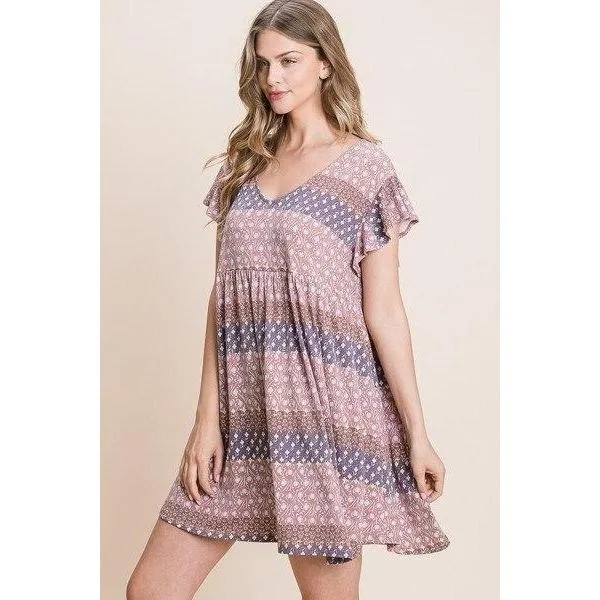 Cute And Flirty Floral Printed Babydoll Mini Dress