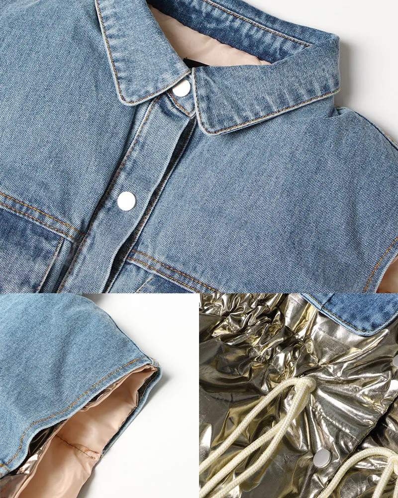 DENIM & SILVER PUFFER VEST