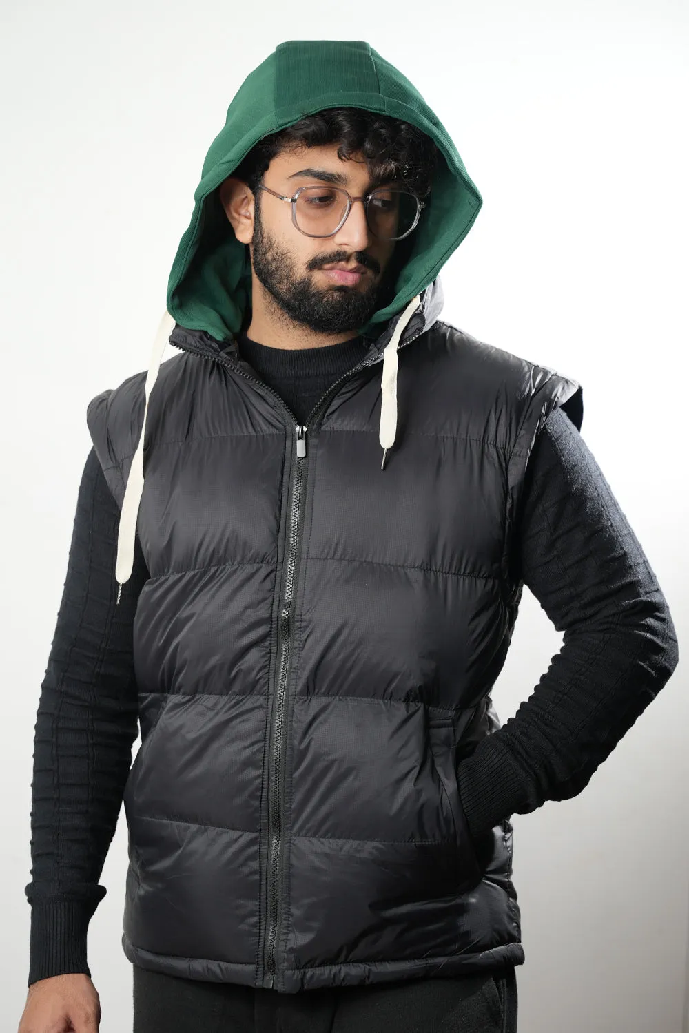 Detachable Sleeves Puffer Jacket - 1124100