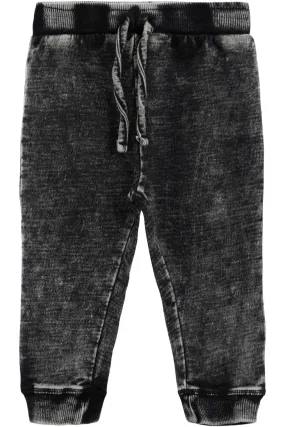 Distressed Denim Children's Jogger Pants - Black