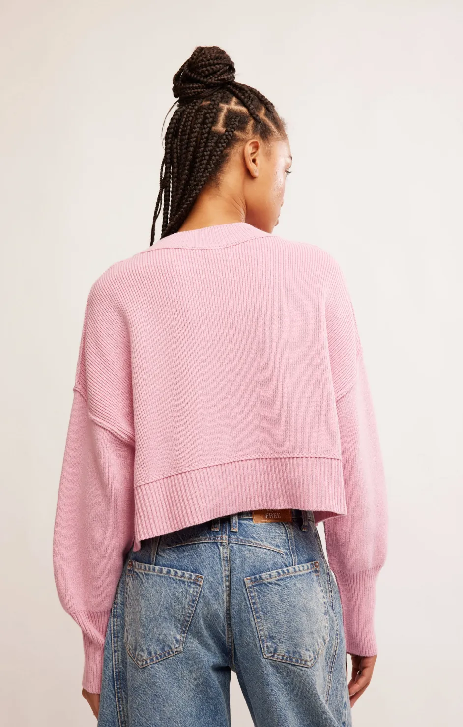 Easy Street Crop Pullover in Pink