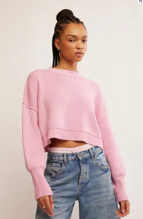 Easy Street Crop Pullover in Pink