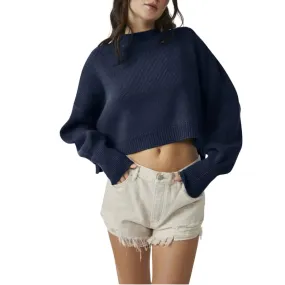 Easy Street Crop Pullover - Navy