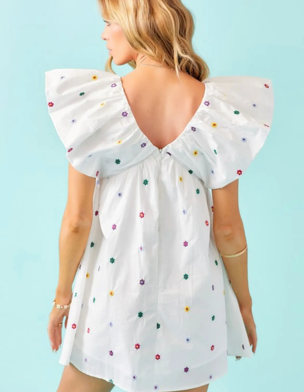 Floral Embroidered Babydoll Dress
