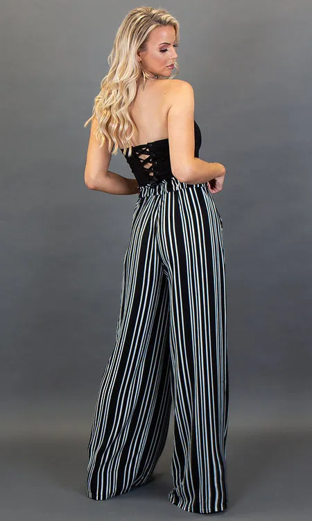 Florence Wide Leg Pants - Black Stripe