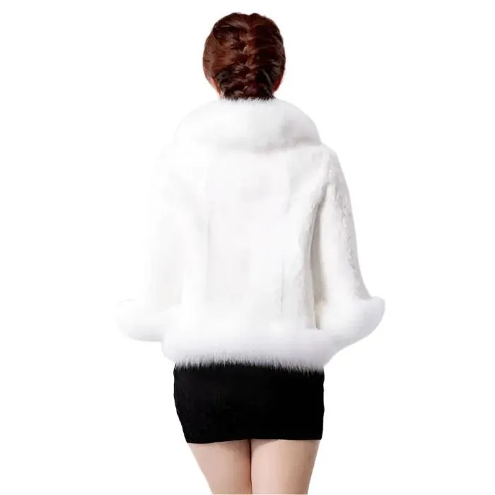 Fur Faux Coat Mink Hair Rex Rabbit Hair Cape Fur Overcoat Imitation Rabbit Fur Faux Fox Collar Jacket