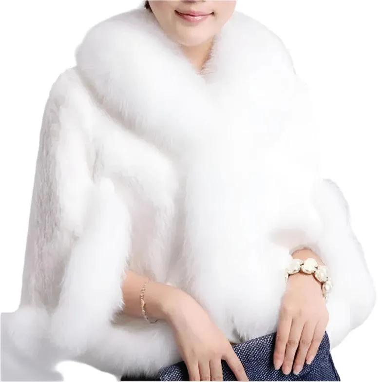 Fur Faux Coat Mink Hair Rex Rabbit Hair Cape Fur Overcoat Imitation Rabbit Fur Faux Fox Collar Jacket