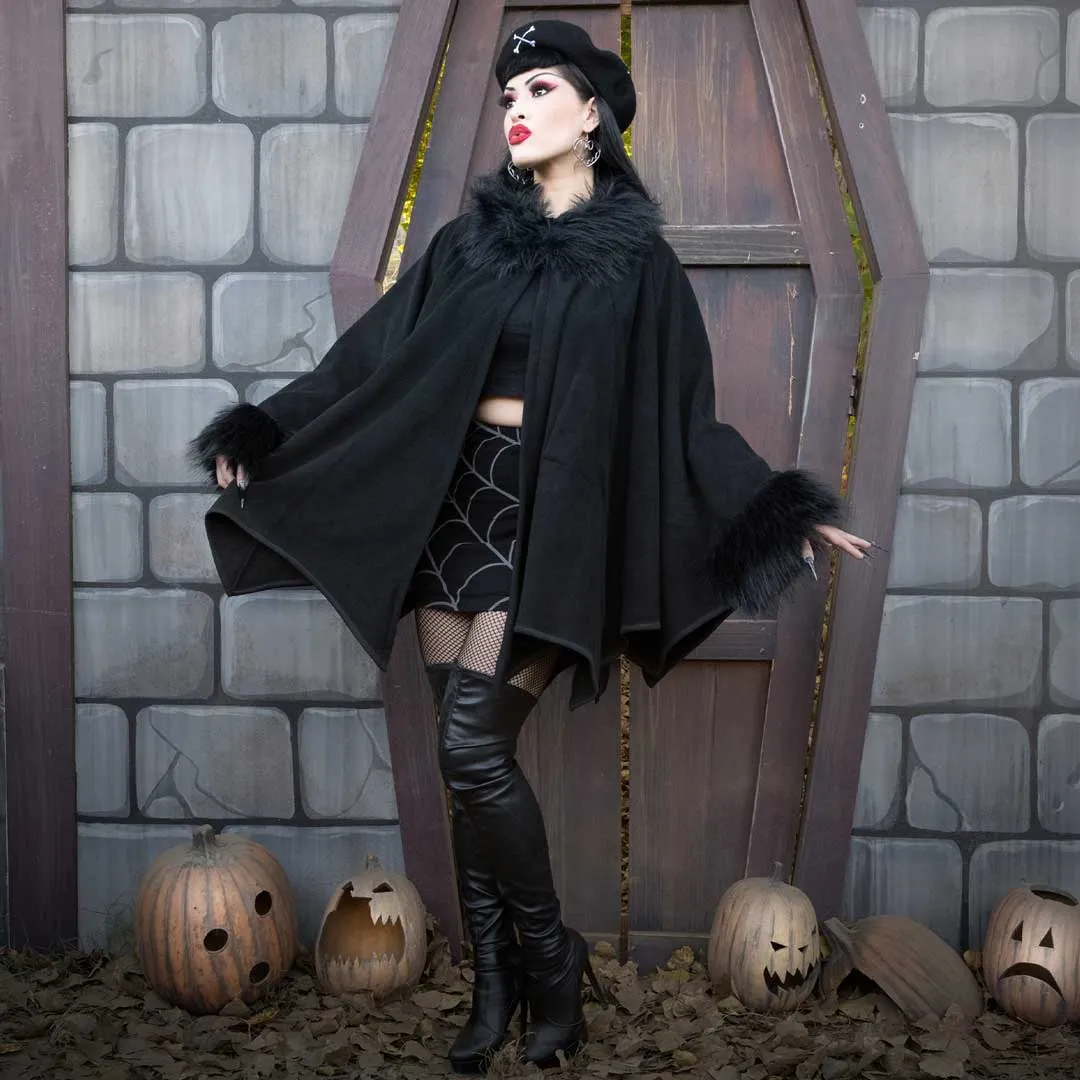 Glamour Ghoul Web Cape Black Fur