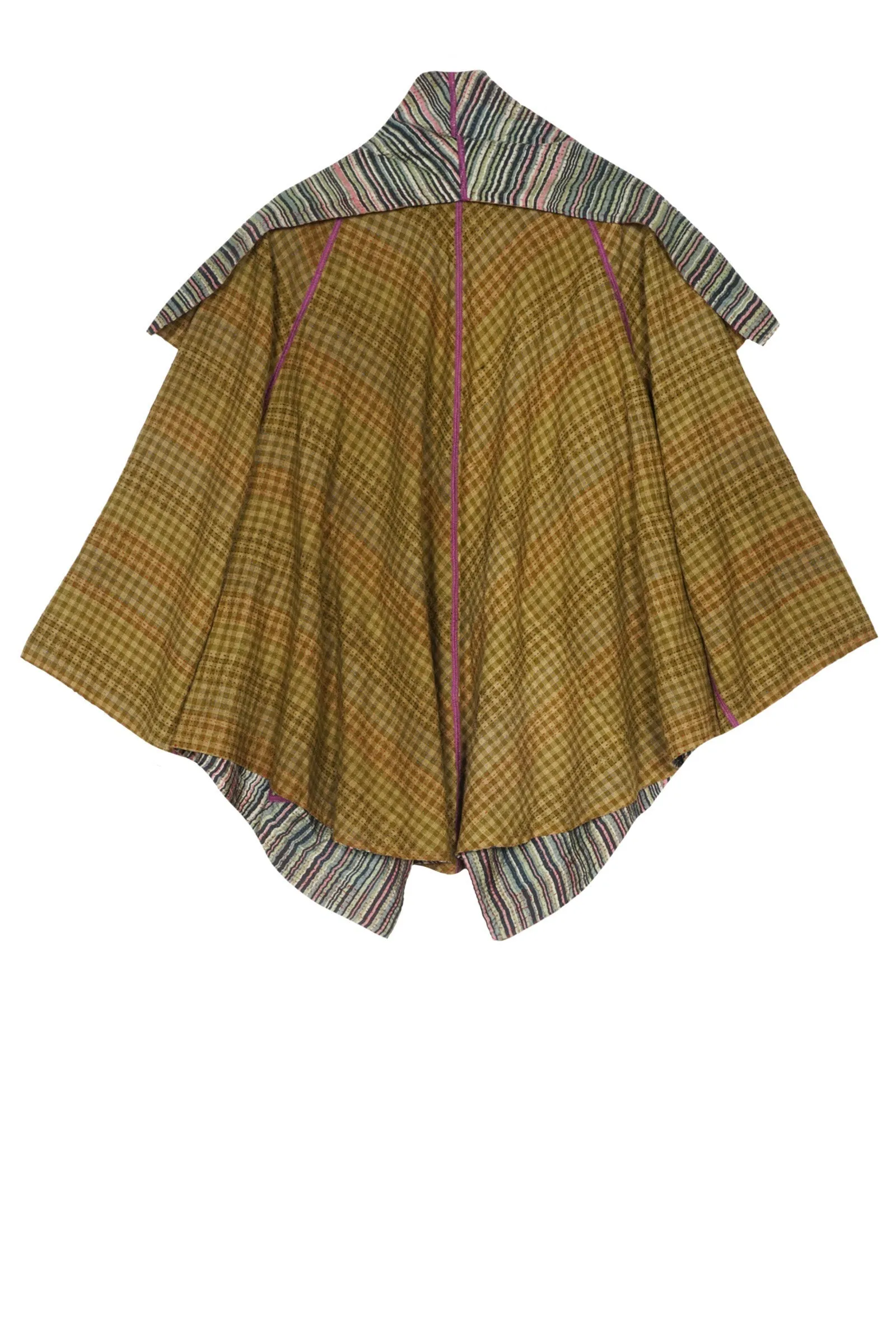 GREEN STRIPE W VINTAGE BACKING KANTHA CIRCULAR JKT - gt2008-grn -
