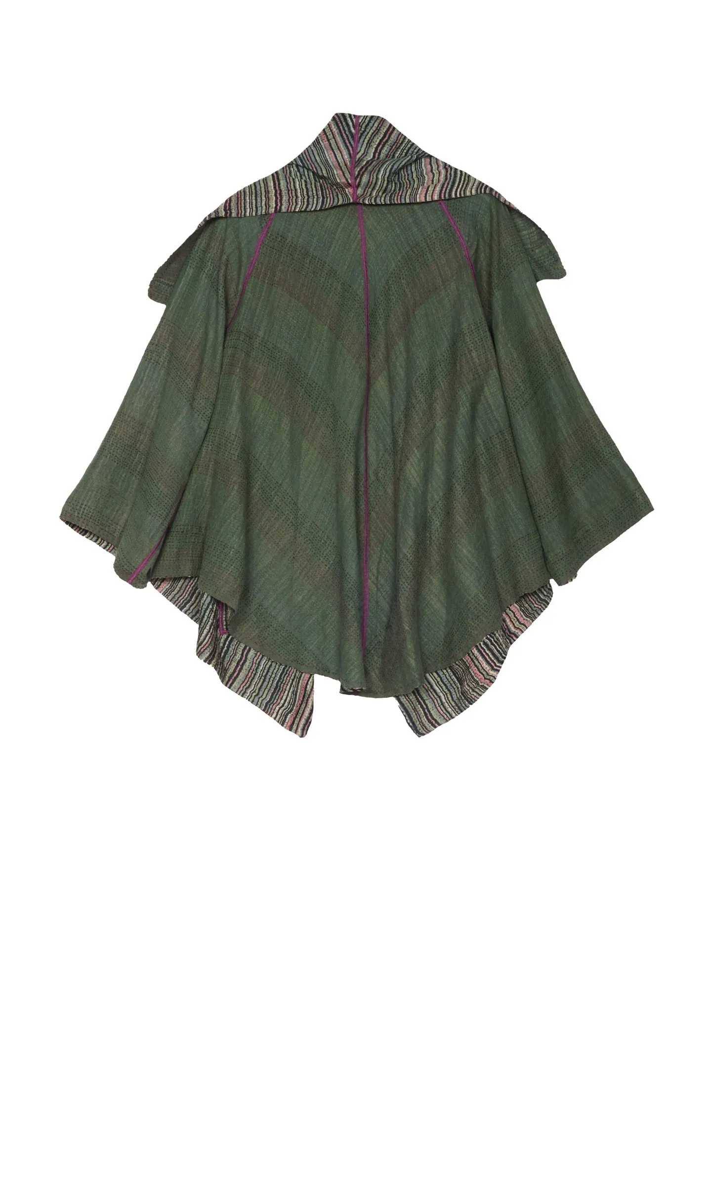 GREEN STRIPE W VINTAGE BACKING KANTHA CIRCULAR JKT - gt2008-grn -