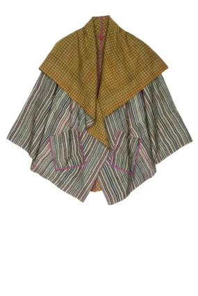 GREEN STRIPE W VINTAGE BACKING KANTHA CIRCULAR JKT - gt2008-grn -