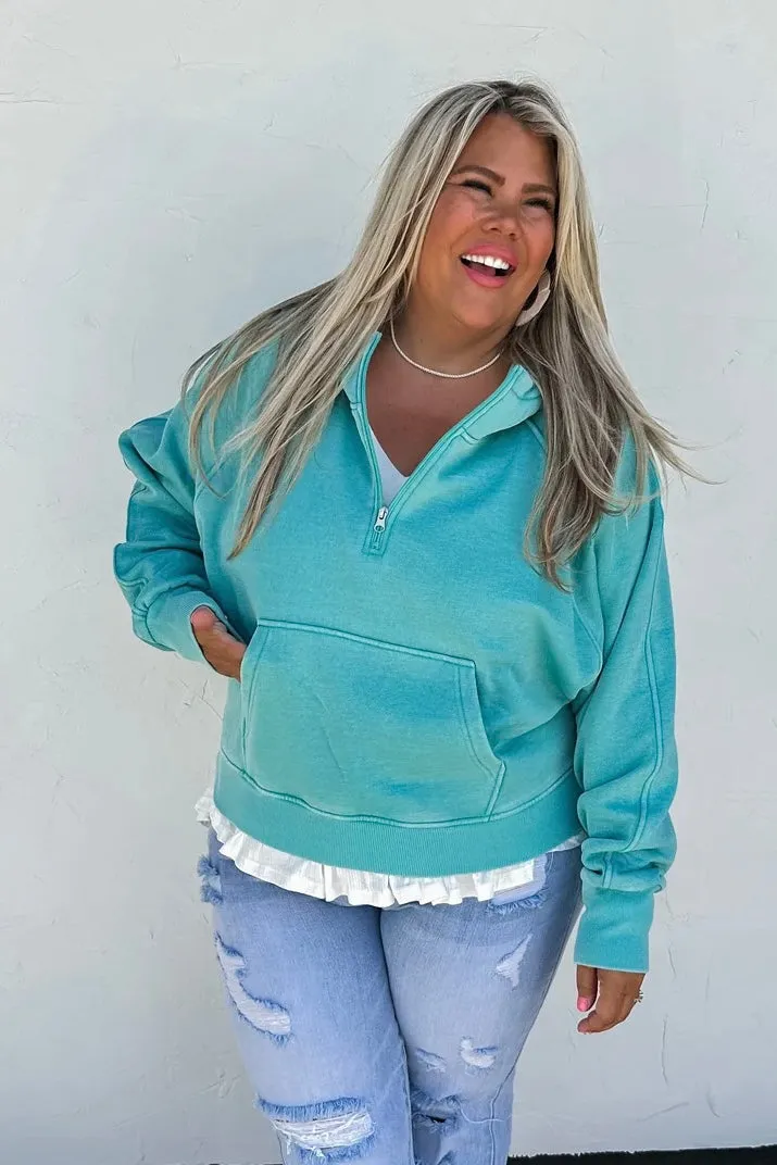 IDA- Half zip up AQUA pullover