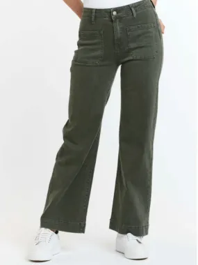 Italian Star Bobbie Cropped Jean : Military Green : New