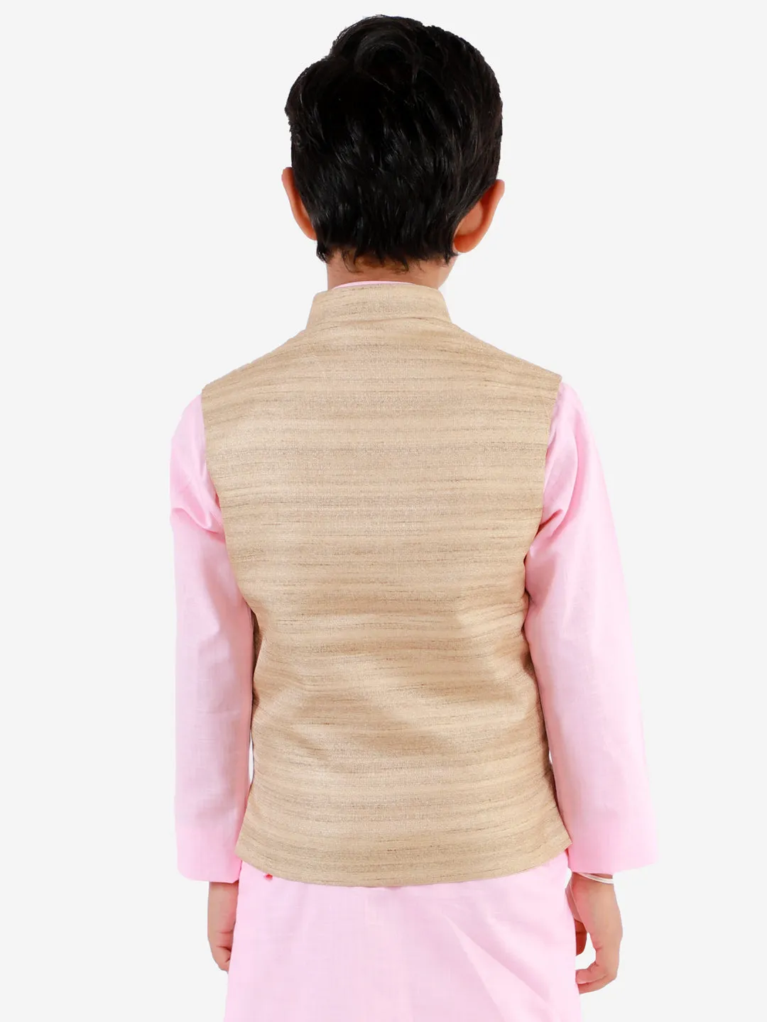 Jashvi Beige Matka Silk Blend Nehru Jacket