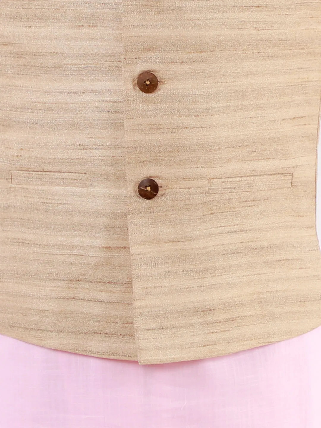 Jashvi Beige Matka Silk Blend Nehru Jacket