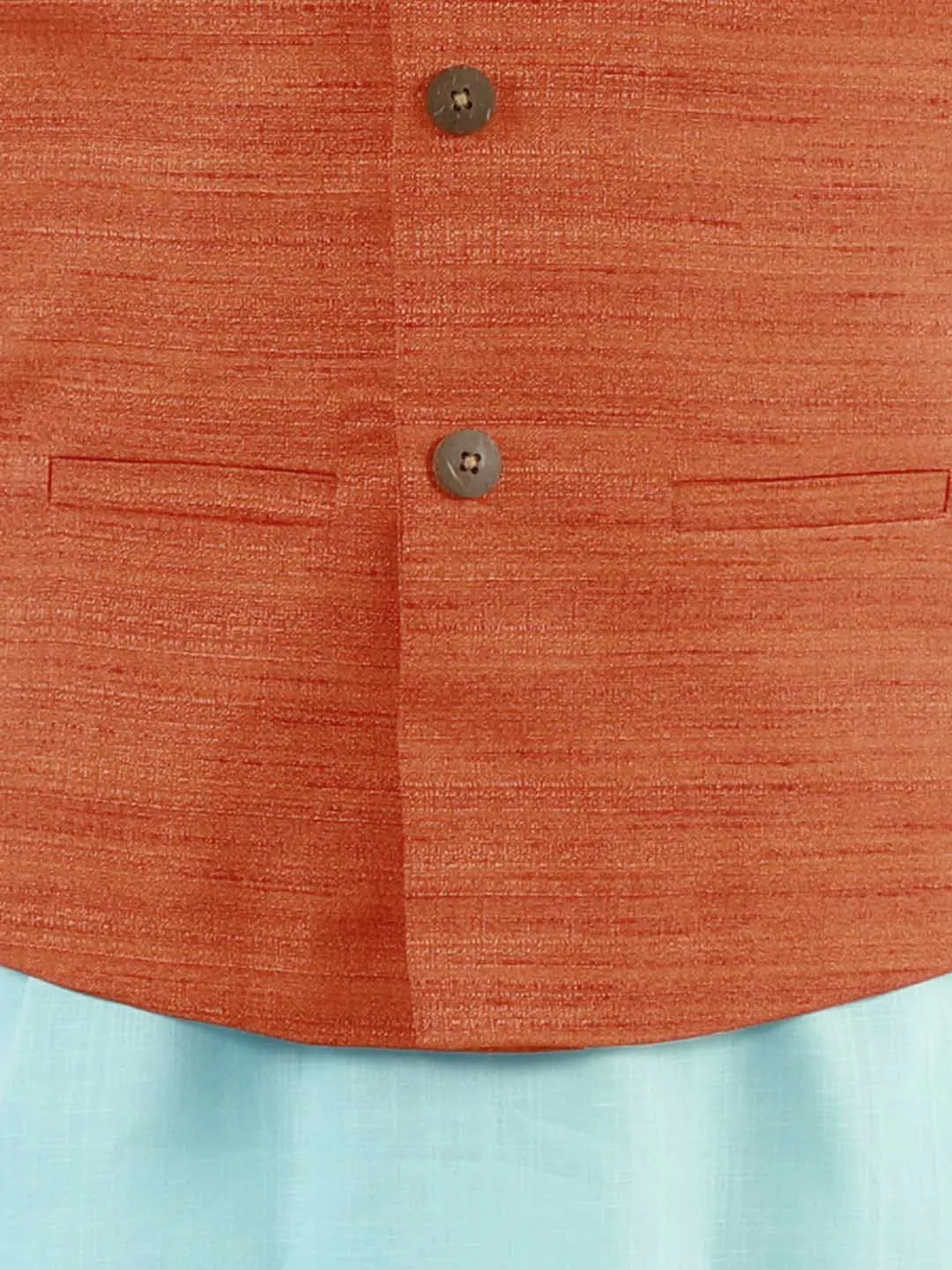 Jashvi Boys Orange Matka Silk Blend Nehru Jacket
