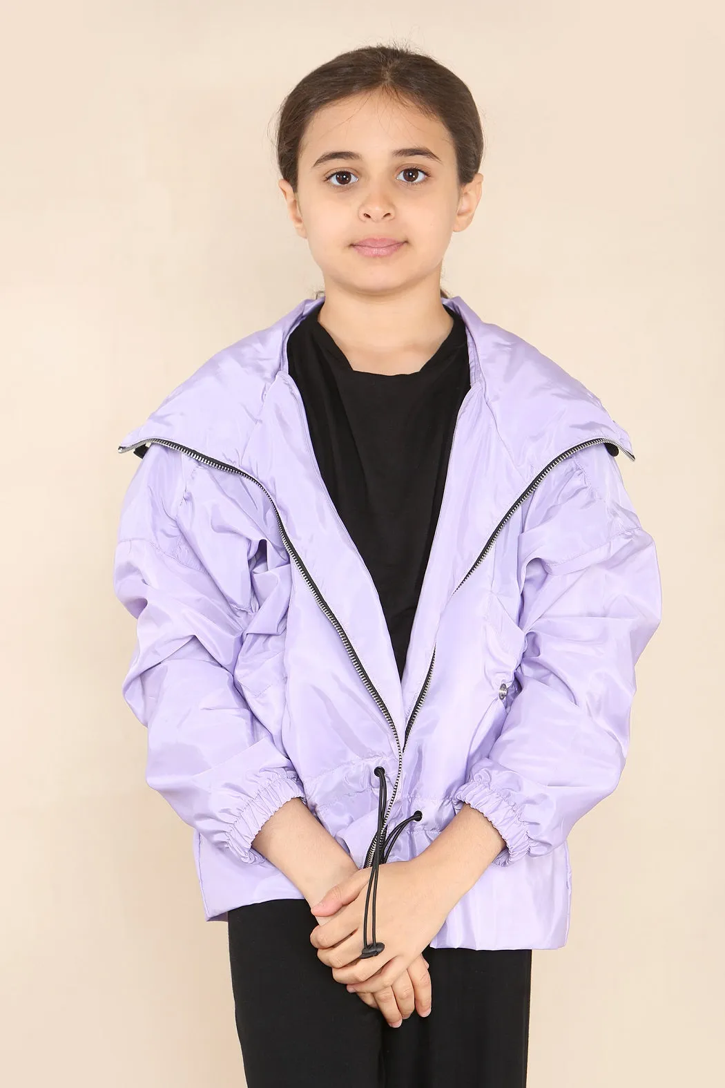 Kids Lilac High Neck Hooded Festival Jacket - Parker