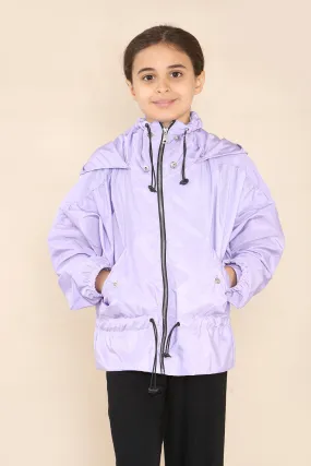 Kids Lilac High Neck Hooded Festival Jacket - Parker